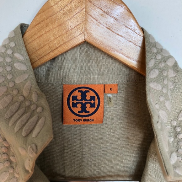 Tory Burch NWOT Linen Embroidered Long Sleeve Tunic Shirt Size 0 - Picture 12 of 12